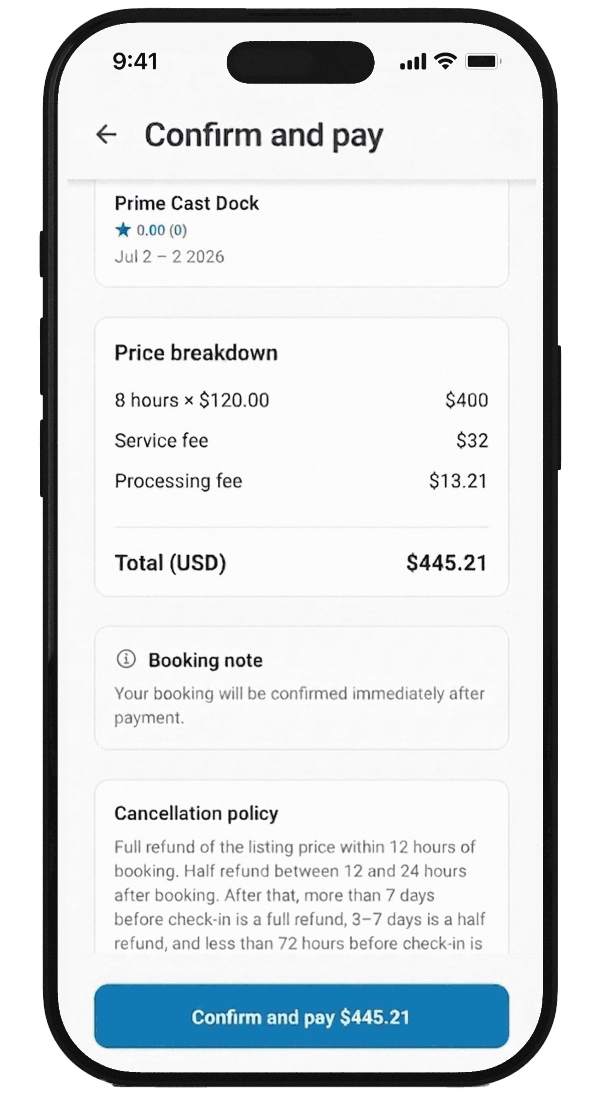 Checkout screen