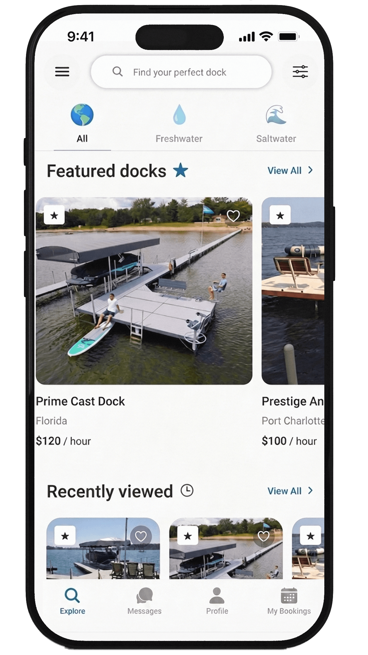 Explore docks screen